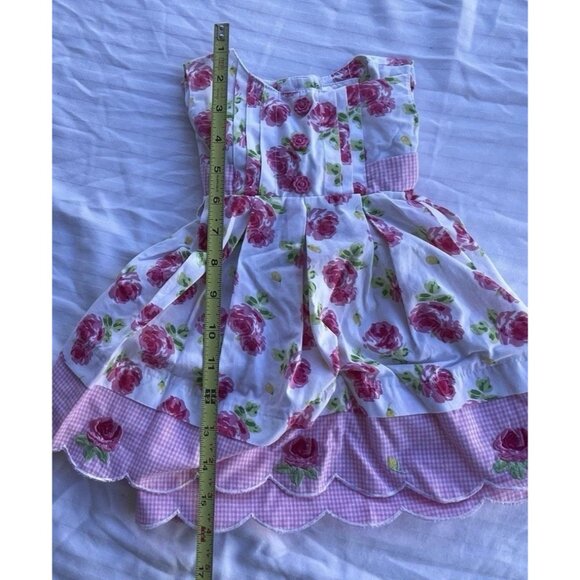 Vintage Blueberi Boulevard Girls Sz 12 Months Floral Dress Pink Red Rose - Picture 4 of 16